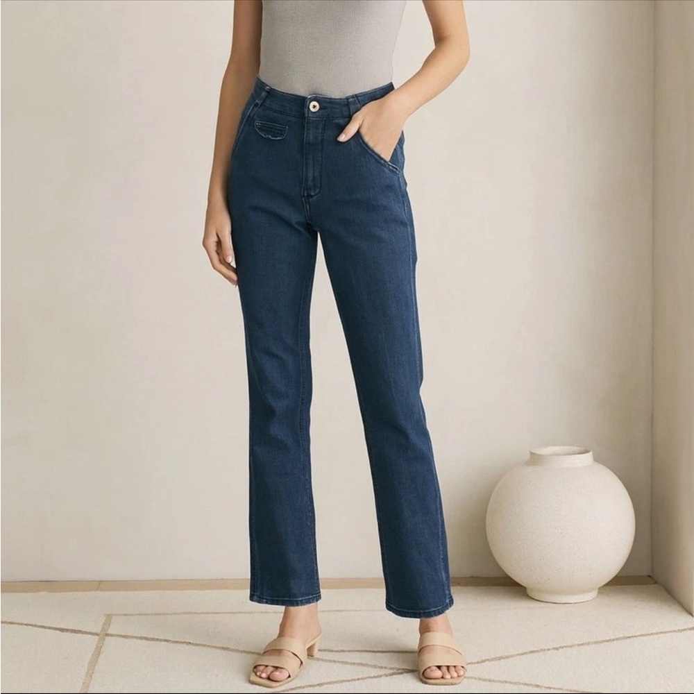 Anthropologie Pilcro Denim Trouser Pant Cotton Blend 31T Dark Wash